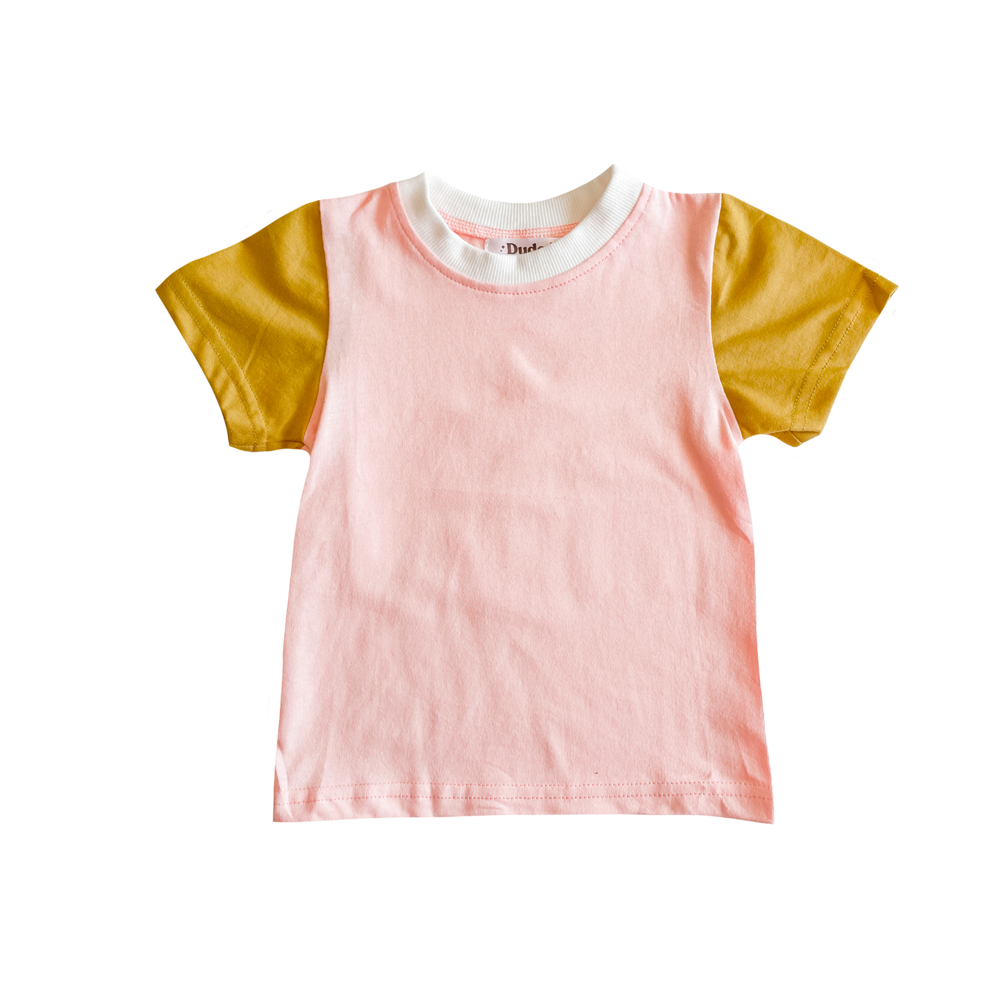 Pink and Gold Color Block Tee - 100% Cotton