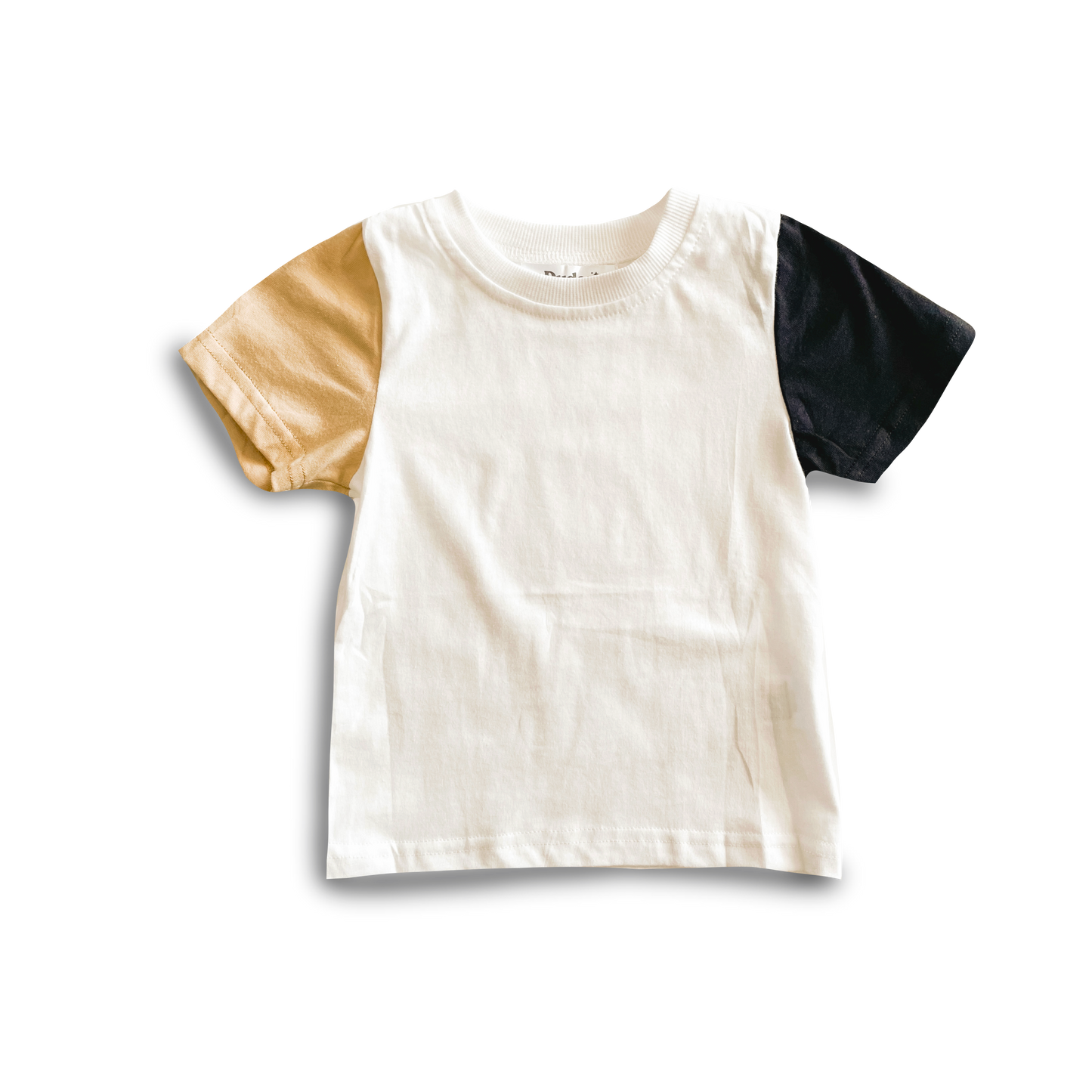 Tan and Black Color Block Tee - 100% Cotton