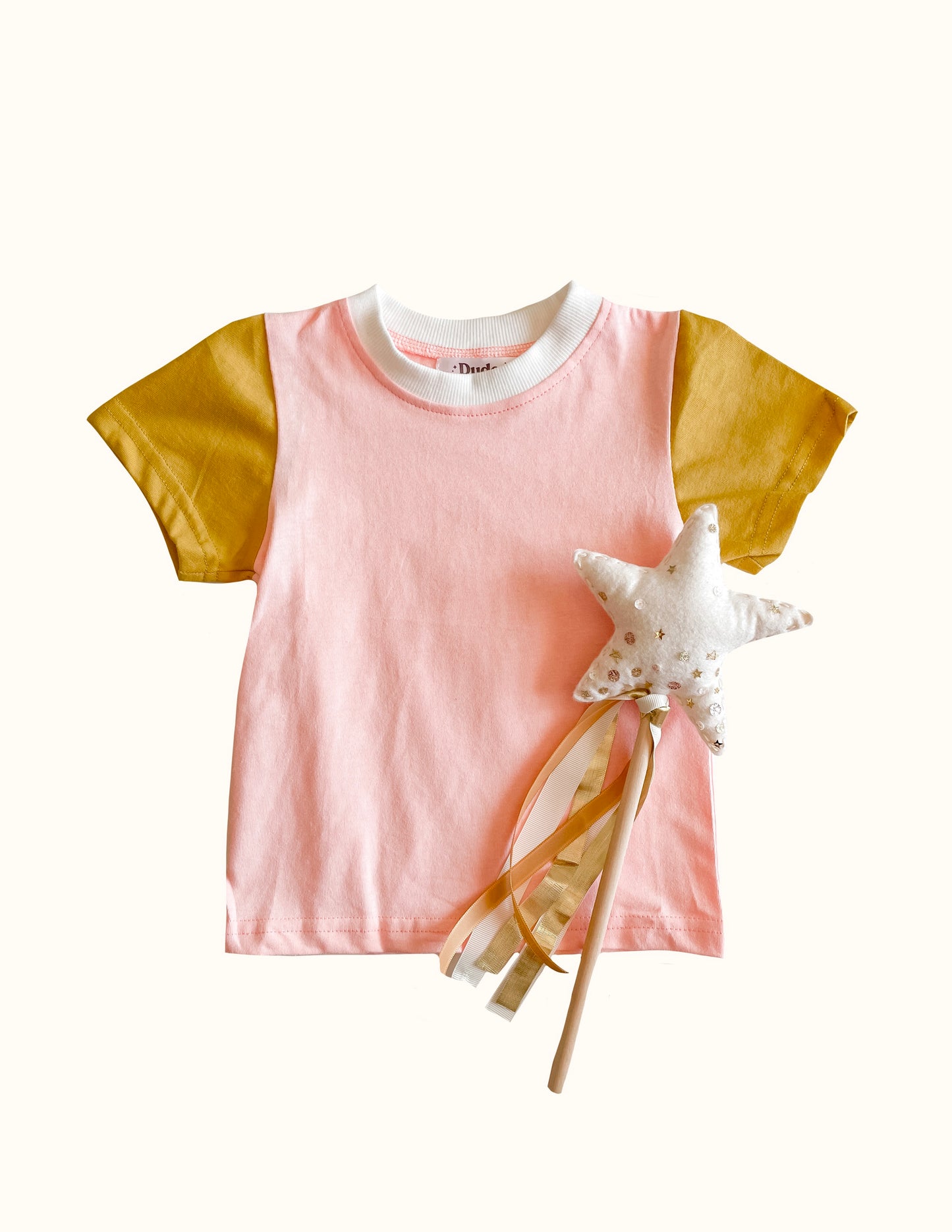 Pink and Gold Color Block Tee - 100% Cotton