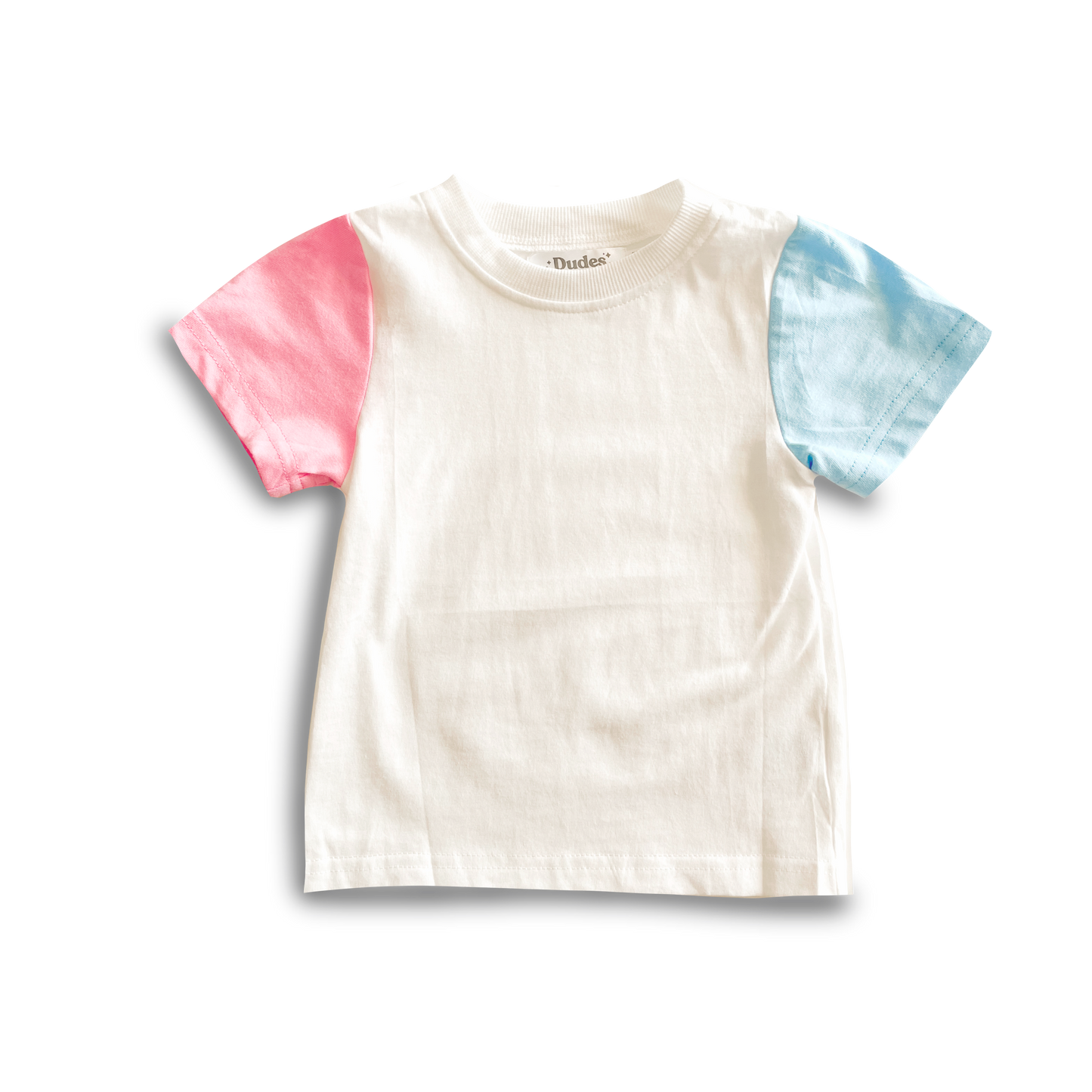 Pink and Blue Color Block Tee - 100% Cotton
