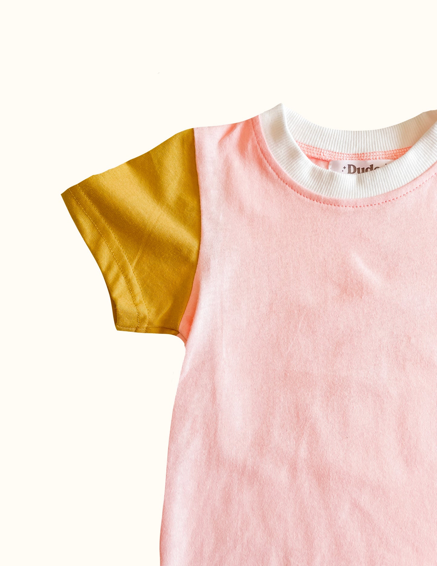 Pink and Gold Color Block Tee - 100% Cotton
