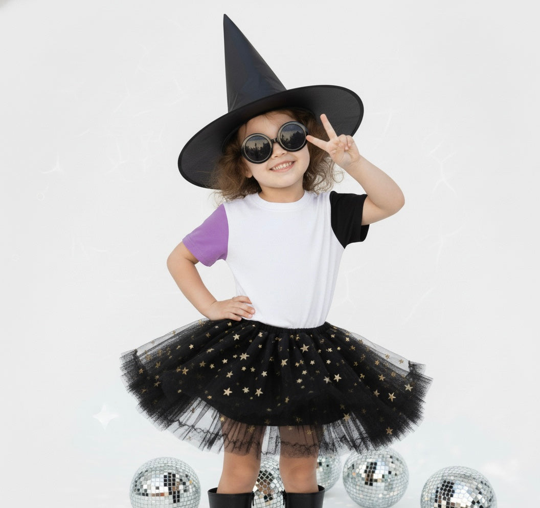 Purple and Black Color Block Tee - 100% Cotton