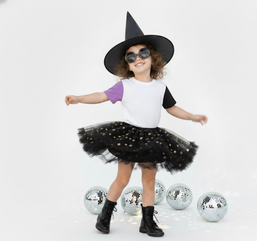 Purple and Black Color Block Tee - 100% Cotton