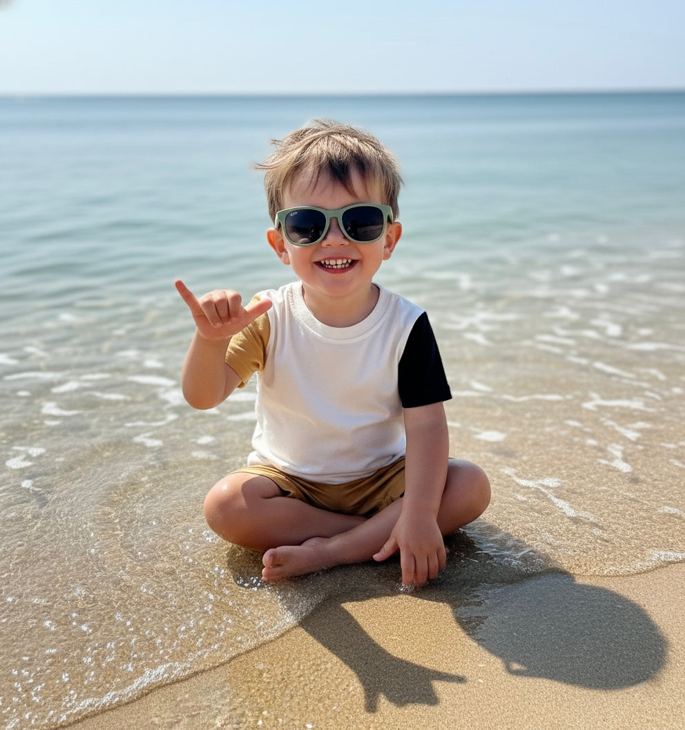 Tan and Black Color Block Tee - 100% Cotton