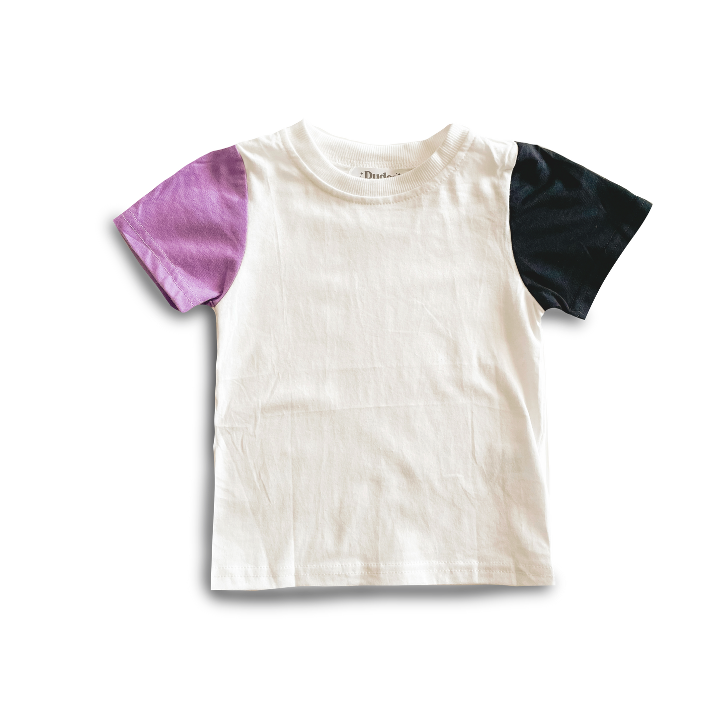 Purple and Black Color Block Tee - 100% Cotton