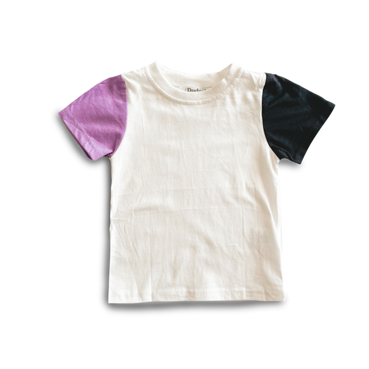 Purple and Black Color Block Tee - 100% Cotton