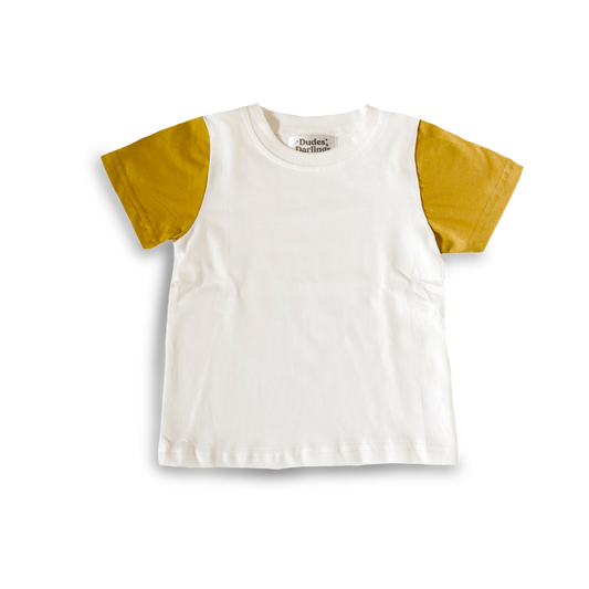 Golden Color Block Tee - 100% Cotton