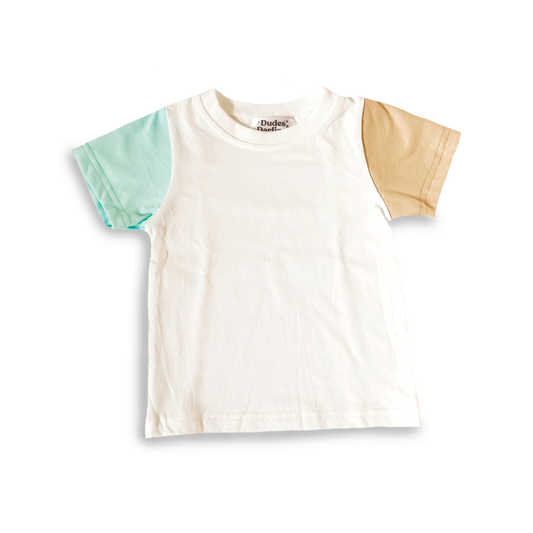 Neutrally Blue Color Block Tee - 100% Cotton