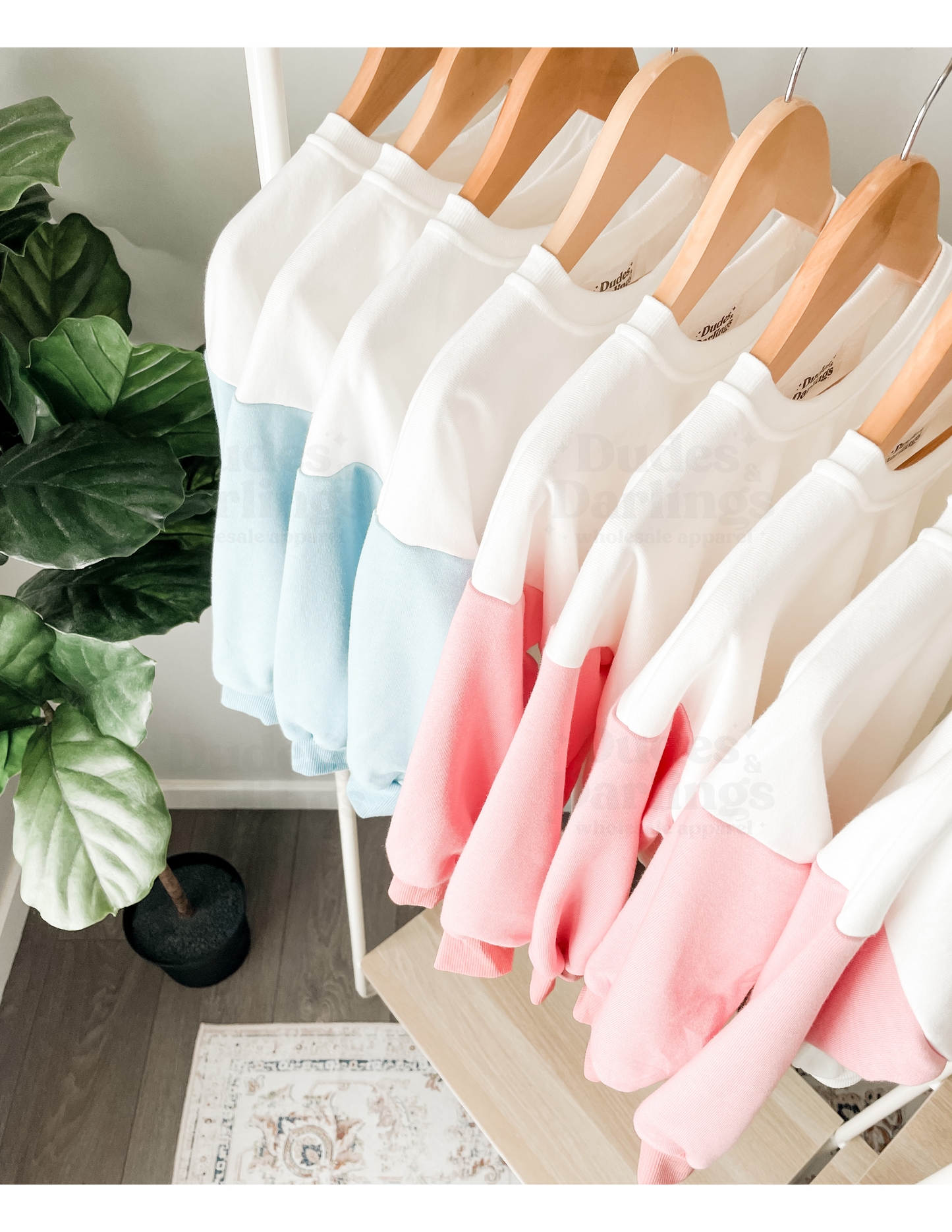 Pink Color Block Sweatshirt - 50% Cotton 50% Polyester