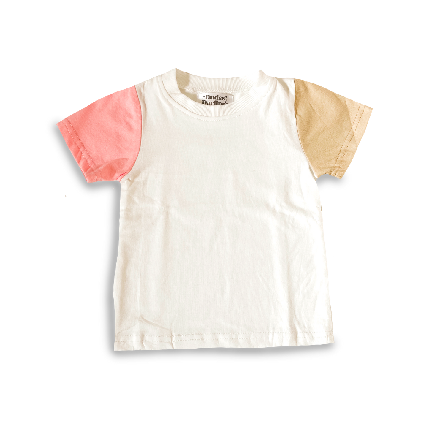 Neutrally Pink Color Block Tee - 100% Cotton