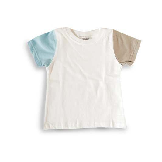 Blue and Grey Color Block Tee - 100% Cotton
