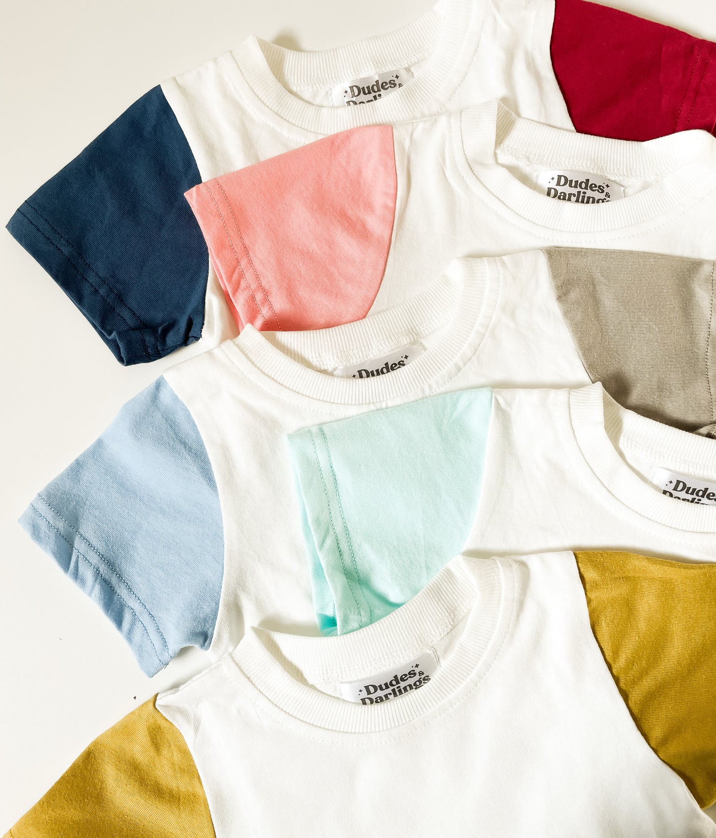 Blue and Grey Color Block Tee - 100% Cotton